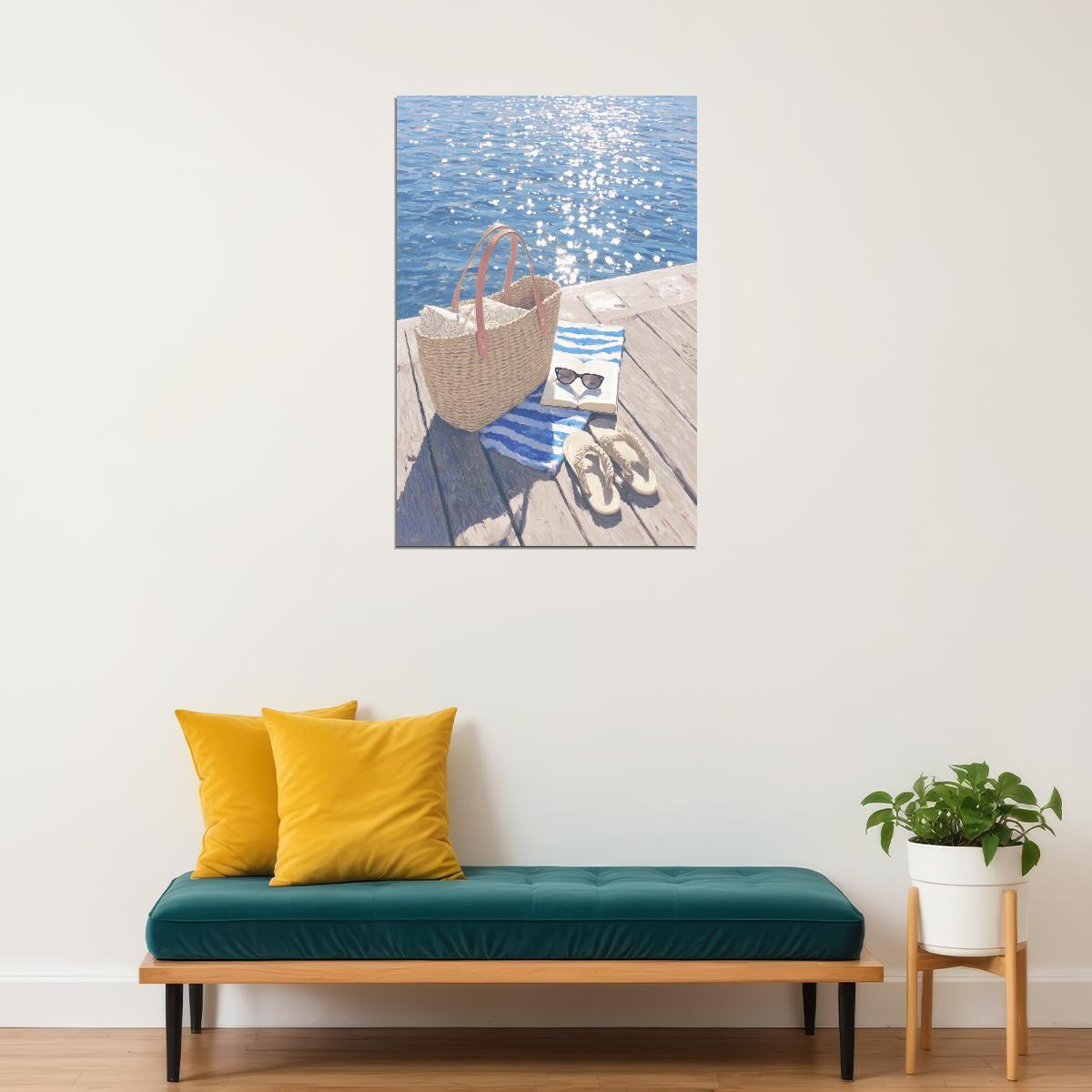 Coastal Granddaughter Painting Bookish Wall Art Coastal Cowgirl Beach Picnic for Teen Girls Room or Beachy Bedroom Aesthetic - xonomax