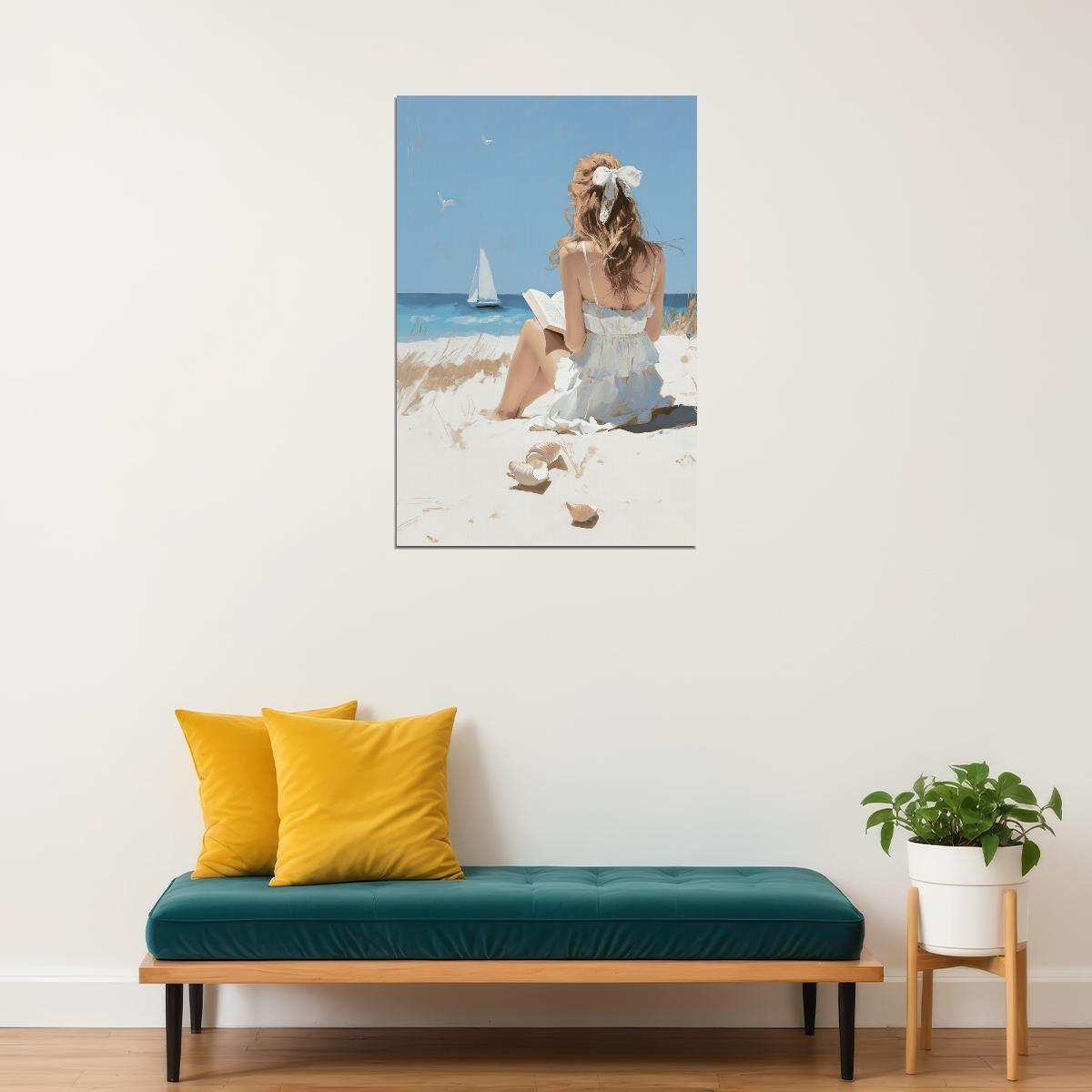 Coastal Granddaughter Painting Bookish Wall Art Coastal Cowgirl Room Decor for Teen Bedroom or Beachy Aesthetic Room - xonomax