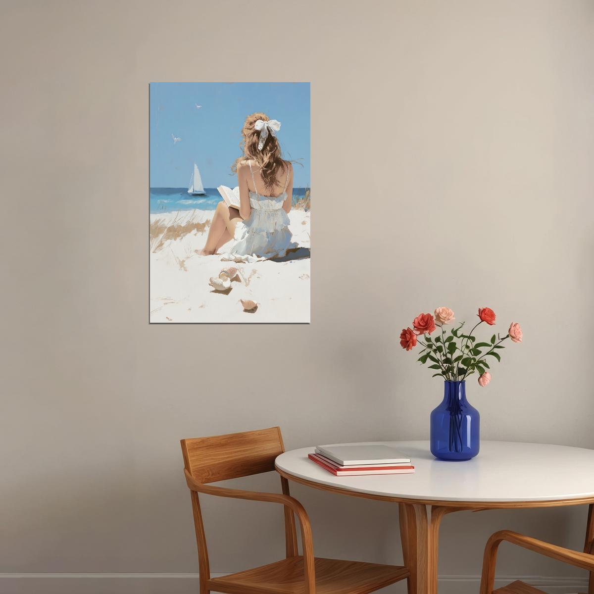 Coastal Granddaughter Painting Bookish Wall Art Coastal Cowgirl Room Decor for Teen Bedroom or Beachy Aesthetic Room - xonomax