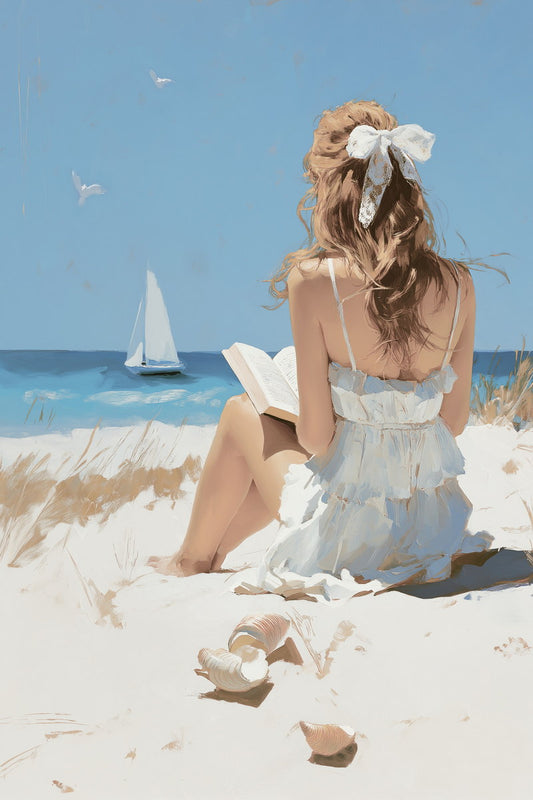 Coastal Granddaughter Painting Bookish Wall Art Coastal Cowgirl Room Decor for Teen Bedroom or Beachy Aesthetic Room - xonomax