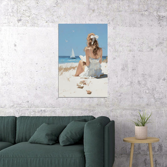 Coastal Granddaughter Painting Bookish Wall Art Coastal Cowgirl Room Decor for Teen Bedroom or Beachy Aesthetic Room - xonomax