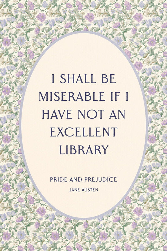 Pride and Prejudice Literary Quotes Wall Art Bookish Poster Botanical Wall Art Bookish Decor Floral Print Library Decor for Women - xonomax