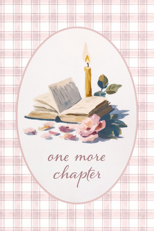 One More Chapter Literary Quotes Wall Art Bookish Poster Botanical Wall Art Bookish Decor Soft Pink Floral Print for Reading Nook - xonomax