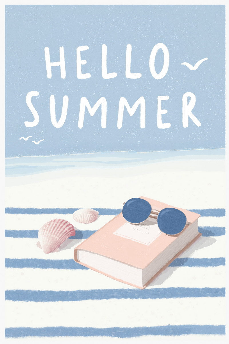 Hello Summer Bookish Poster Coastal Granddaughter Room Decor Coastal Wall Art Beachy Room Aesthetic Bookish Decor - xonomax