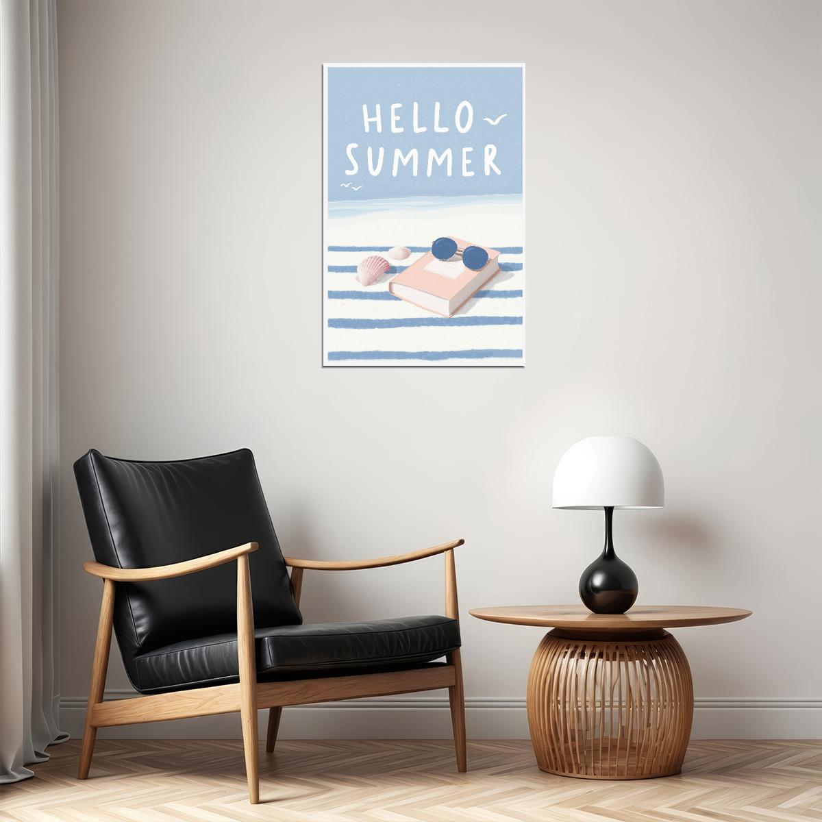 Hello Summer Bookish Poster Coastal Granddaughter Room Decor Coastal Wall Art Beachy Room Aesthetic Bookish Decor - xonomax