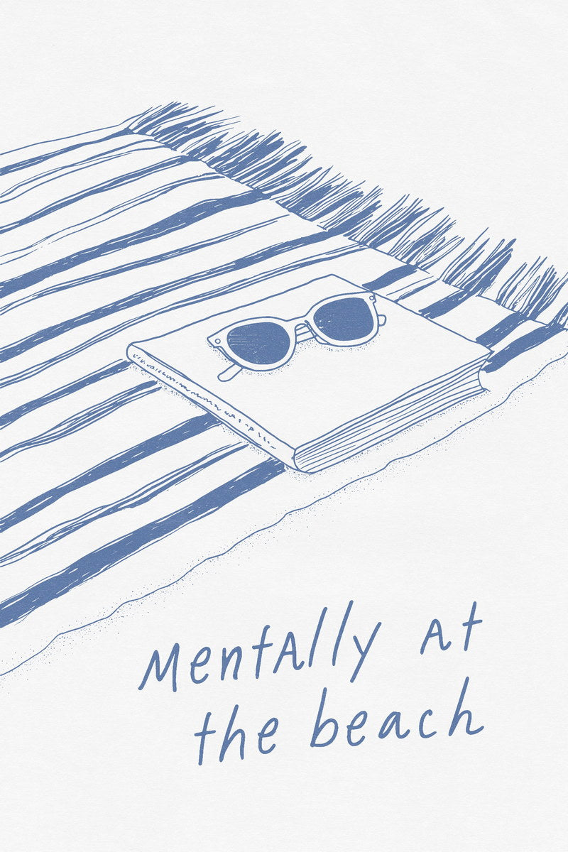 Mentally at the Beach Bookish Poster Coastal Granddaughter Room Decor Beach Wall Art Reading Nook Decor Coastal Bedroom Aesthetic - xonomax