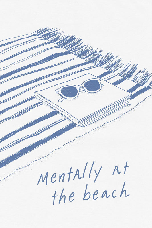 Mentally at the Beach Bookish Poster Coastal Granddaughter Room Decor Beach Wall Art Reading Nook Decor Coastal Bedroom Aesthetic - xonomax