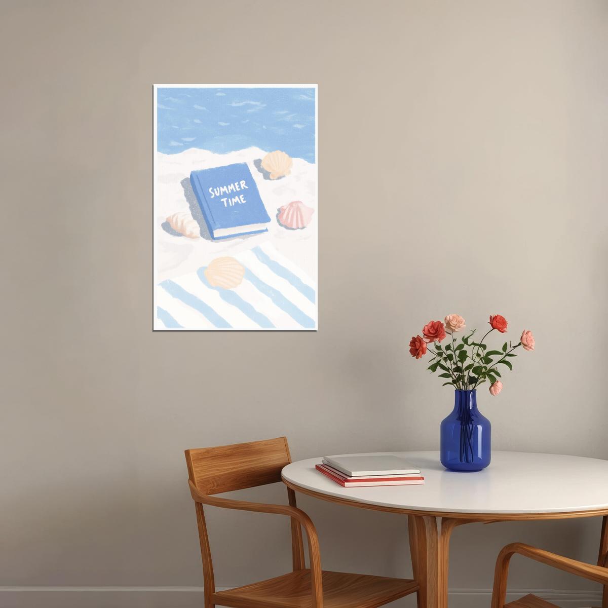 Summer Time Bookish Poster Coastal Granddaughter Room Decor Coastal Wall Art Beachy Decor Reading Nook Aesthetic - xonomax