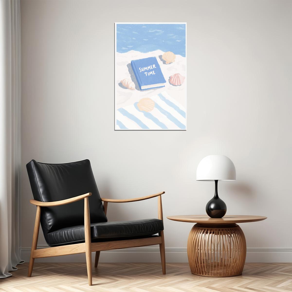 Summer Time Bookish Poster Coastal Granddaughter Room Decor Coastal Wall Art Beachy Decor Reading Nook Aesthetic - xonomax