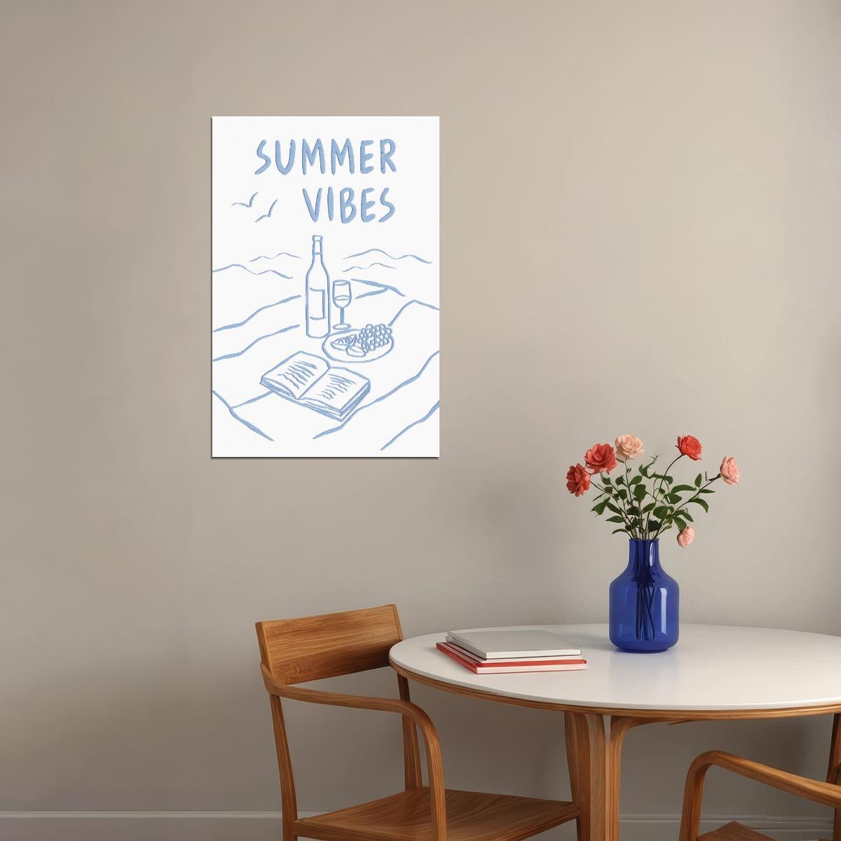Summer Vibes Bookish Poster Coastal Granddaughter Room Decor Coastal Wall Art Nautical Decor Reading Nook Poster - xonomax