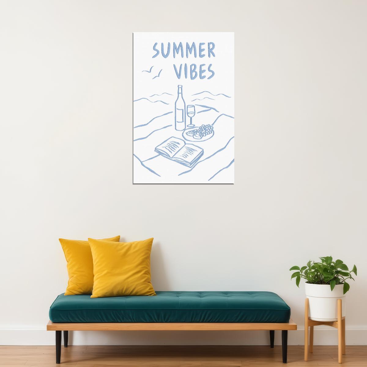 Summer Vibes Bookish Poster Coastal Granddaughter Room Decor Coastal Wall Art Nautical Decor Reading Nook Poster - xonomax