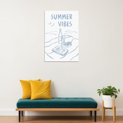 Summer Vibes Bookish Poster Coastal Granddaughter Room Decor Coastal Wall Art Nautical Decor Reading Nook Poster - xonomax