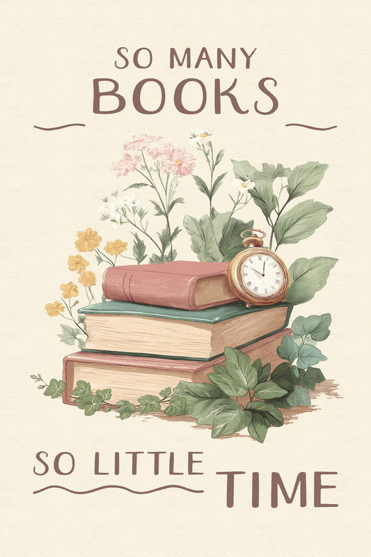 Bookish Poster So Many Books So Little Time Botanical Wall Art Floral Bookish Decor with Vintage Flowers Library Decor Gift for Readers - xonomax