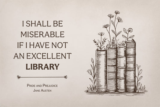 Bookish Poster Jane Austen Literary Quote Vintage Bookish Wall Art Library Decor for Reading Nook Botanical Wall Art Book Lovers Gift - xonomax