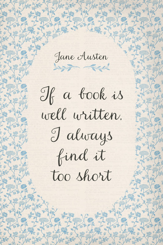 Bookish Poster Jane Austen Literary Quote Vintage Bookish Wall Art Library Decor for Reading Nook or Book Nook Botanical Wall Art - xonomax