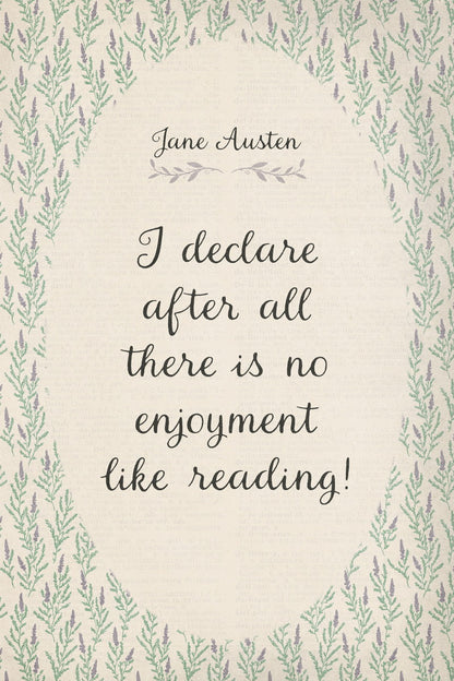 Botanical Wall Art Jane Austen Bookish Poster Floral Bookish Decor Vertical Wall Art for Reading Nook or Library Decor Gift for Readers - xonomax