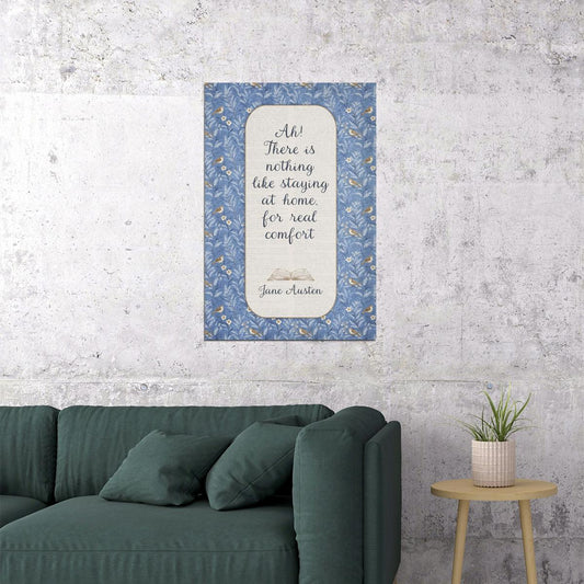 Jane Austen Literary Quote Bookish Poster Floral Wall Art Botanical Bookish Decor for Reading Nook or Library Decor Vintage Gift for Book Lovers