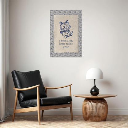 Bookish Poster Funny Cat Reading Art Bookish Decor Botanical Wall Art Library Decor for Book Nook Book Lovers Gift for Readers - xonomax
