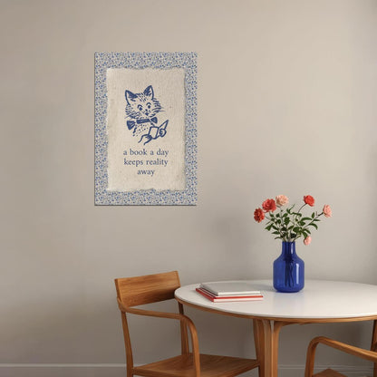 Bookish Poster Funny Cat Reading Art Bookish Decor Botanical Wall Art Library Decor for Book Nook Book Lovers Gift for Readers - xonomax