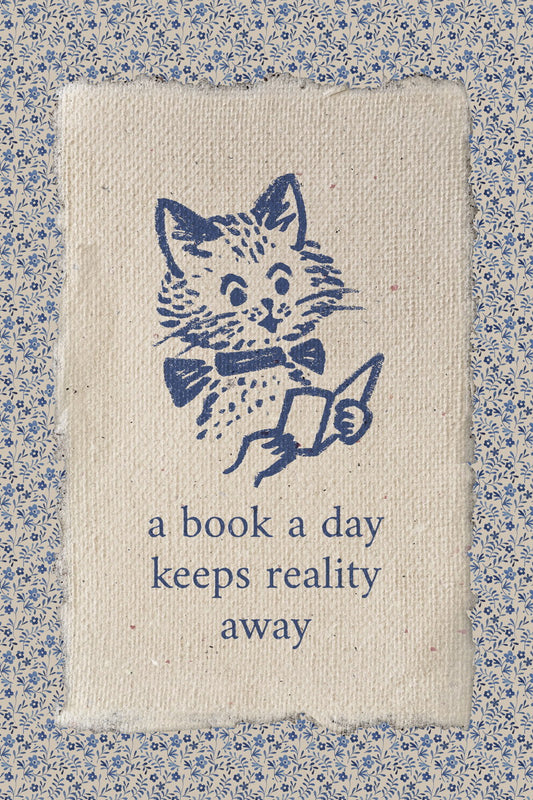 Bookish Poster Funny Cat Reading Art Bookish Decor Botanical Wall Art Library Decor for Book Nook Book Lovers Gift for Readers
