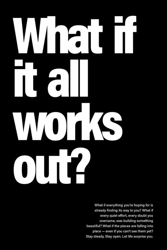 Black and White Motivational Poster What If It All Works Out Wall Art Positive Affirmations Wall Decor for Home Office Inspirational Quote