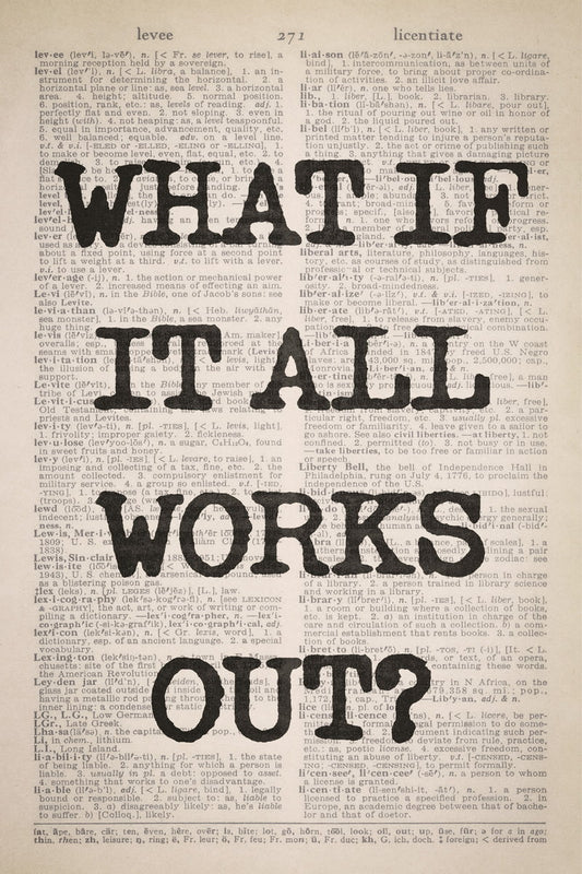 Vintage Motivational Poster What If It All Works Out Wall Art Positive Affirmations Wall Decor for Reading Nook or Library Decor Book Lover Gift