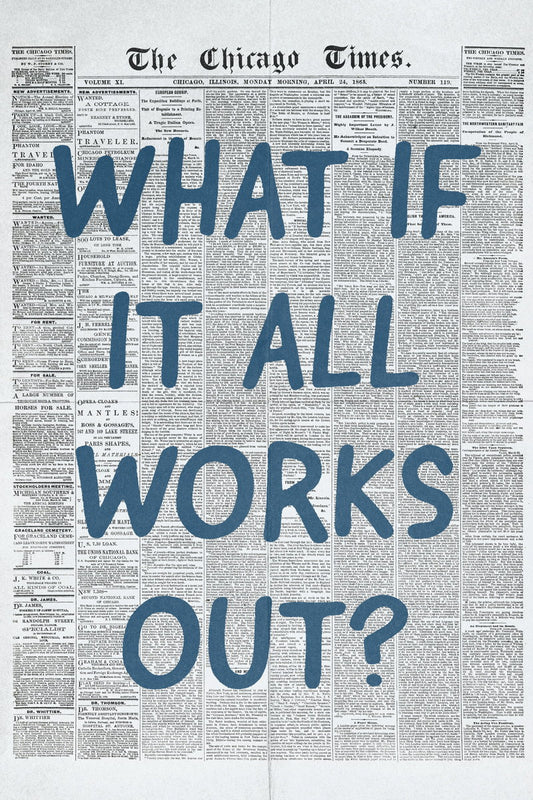 Trendy Newspaper Motivational Poster What If It All Works Out Wall Art Positive Affirmations Wall Decor for Home Office or Dorm