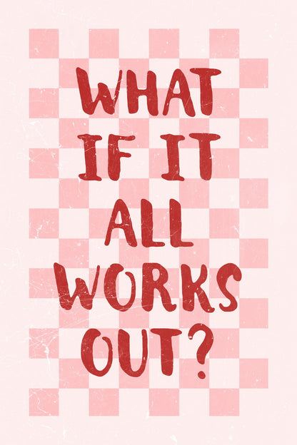Pink Preppy Motivational Poster What If It All Works Out Wall Art Positive Affirmations Wall Decor Girly Print for Teen Girls Room - xonomax