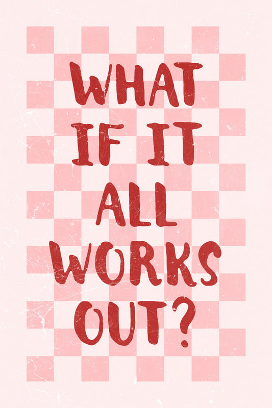 Pink Preppy Motivational Poster What If It All Works Out Wall Art Positive Affirmations Wall Decor Girly Print for Teen Girls Room