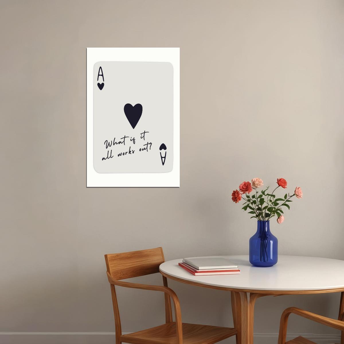 Ace of Hearts Motivational Poster What If It All Works Out Wall Art Positive Affirmations Wall Decor Trendy Playing Card Print - xonomax