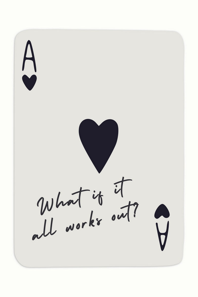 Ace of Hearts Motivational Poster What If It All Works Out Wall Art Positive Affirmations Wall Decor Trendy Playing Card Print - xonomax