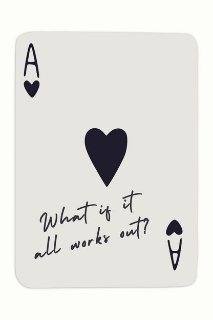 Ace of Hearts Motivational Poster What If It All Works Out Wall Art Positive Affirmations Wall Decor Trendy Playing Card Print - xonomax
