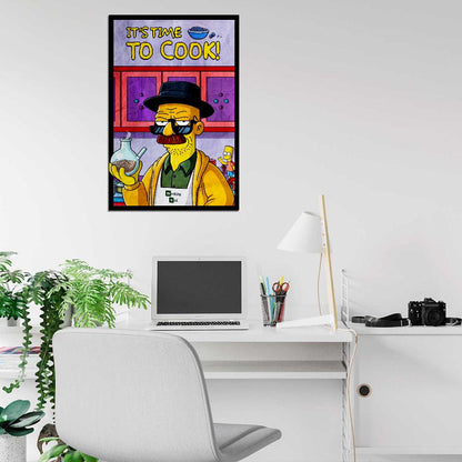 Breaking Bad Mr. Heisenberg Its Time To Cook Simpsons Style TV Series Art Movie Poster