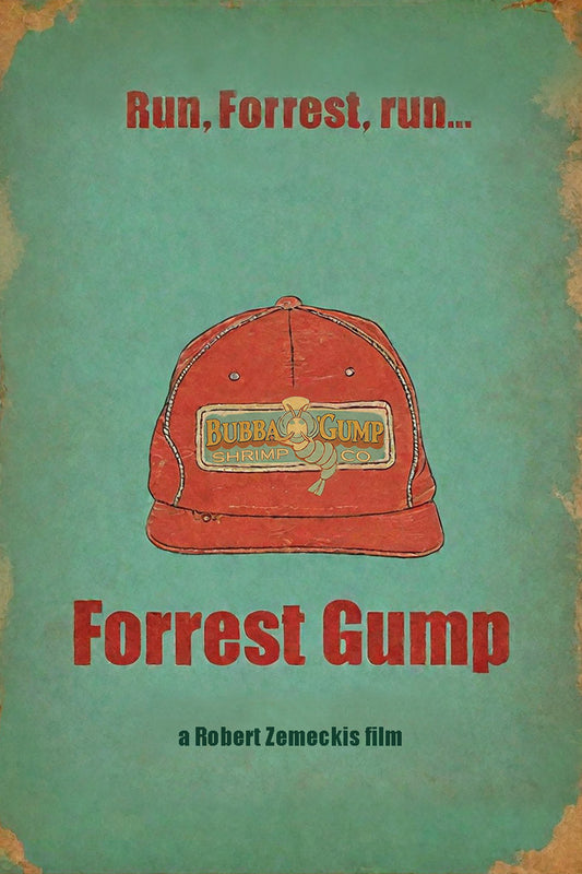 Forrest Gump 1994 Movie Poster Robert Zemeckis Run Forrest Run Tom Hanks Vintage Grunge Home Decor For Living Room Aesthetic Theater Room Wall Art - xonomax