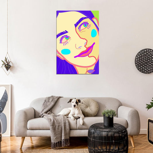Close-up Portrait Poster Of A Smiling Girl With Big Eyes In The Author's Style - xonomax