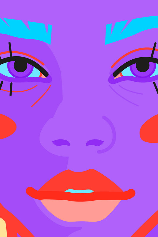 Bright Close-up Portrait Poster Of A Girl With Bright Light Blue - xonomax