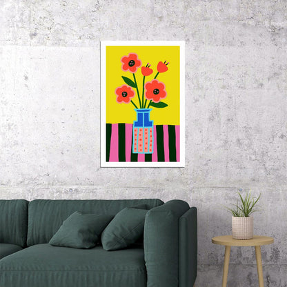 Colorful Floral Eclectic Print Trendy Danish Pastel Decor Botanical Maximalist Wall Art