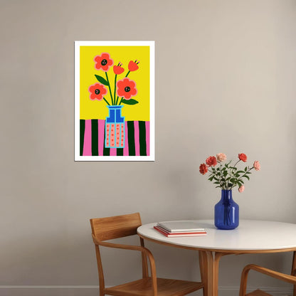 Colorful Floral Eclectic Print Trendy Danish Pastel Decor Botanical Maximalist Wall Art