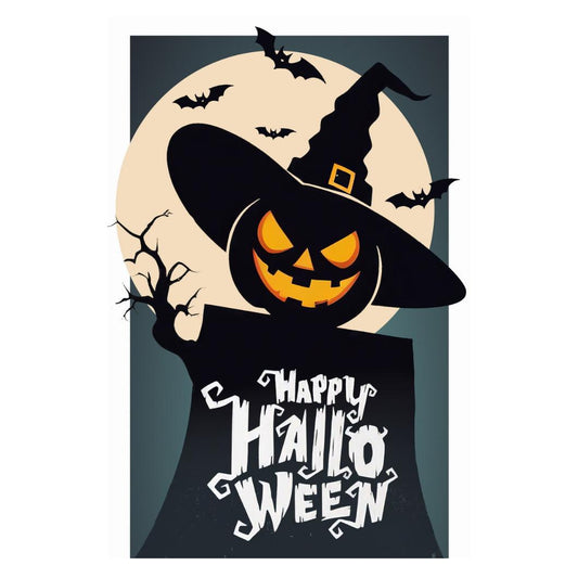 Happy Halloween Poster Scary Jack O'Lantern Trendy Minimalist Print Spooky Pumpkin Wall Art - xonomax
