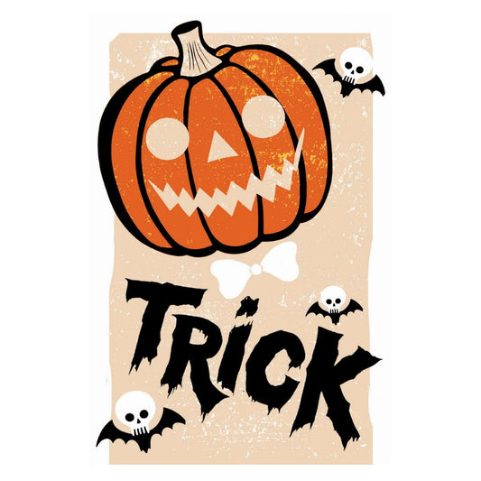 Trick Halloween Print Scary Jack O'Lantern Vintage Art Cute Trendy Skeleton Bats Wall Art