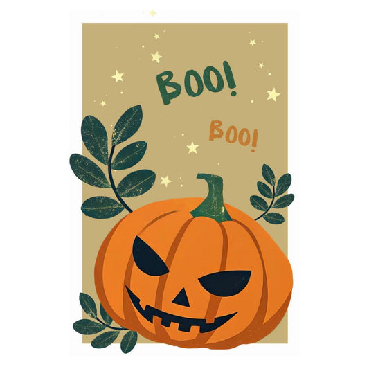 Boo Boo Jack O'Lantern Print Trendy Vintage Halloween Aesthetic Minimalist Spooky Boho Print - xonomax
