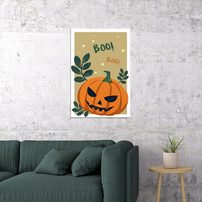 Boo Boo Jack O'Lantern Print Trendy Vintage Halloween Aesthetic Minimalist Spooky Boho Print