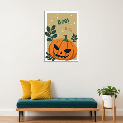 Boo Boo Jack O'Lantern Print Trendy Vintage Halloween Aesthetic Minimalist Spooky Boho Print