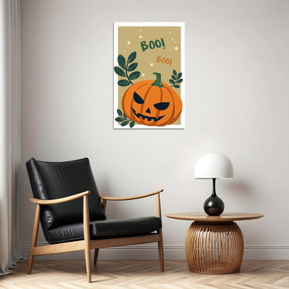 Boo Boo Jack O'Lantern Print Trendy Vintage Halloween Aesthetic Minimalist Spooky Boho Print