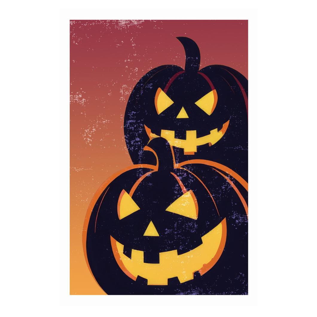 Scary Jack O'Lantern Print Evil Pumpkin Poster Simple Trendy Spooky Wall Art Halloween Aesthetic