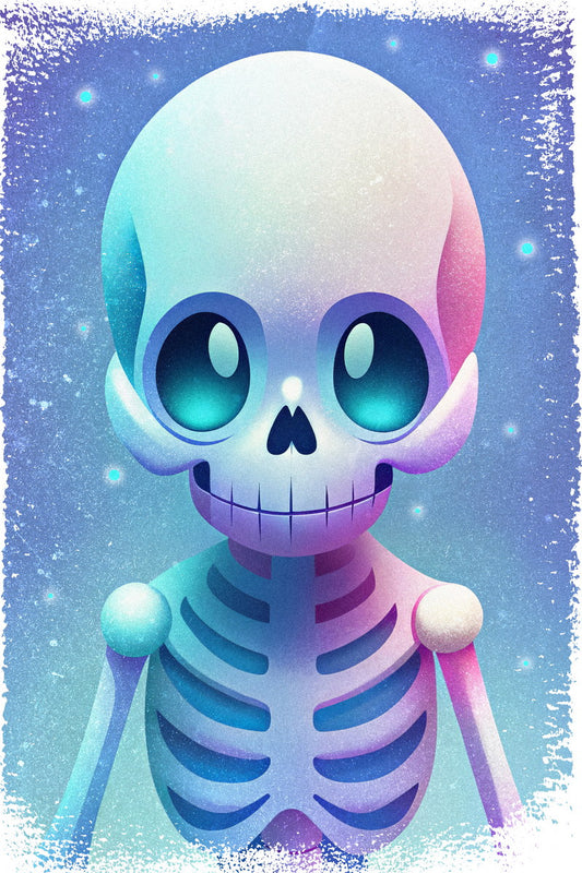 Colorful Skeleton Poster Cute Trendy Pastel Halloween Print For Kids Nursery Art Fun Spooky Decor - xonomax