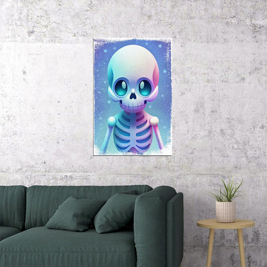 Colorful Skeleton Poster Cute Trendy Pastel Halloween Print For Kids Nursery Art Fun Spooky Decor - xonomax