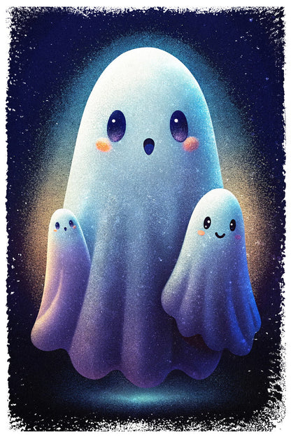 Cute Ghosts Poster Pastel Halloween Print For Nursery Family Friendly Halloween Decor - xonomax