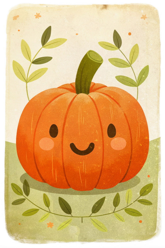Smiling Pumpkin Poster Cute Fall Print For Kids Nursery Wall Art Charming Halloween Pumpkin Decor - xonomax