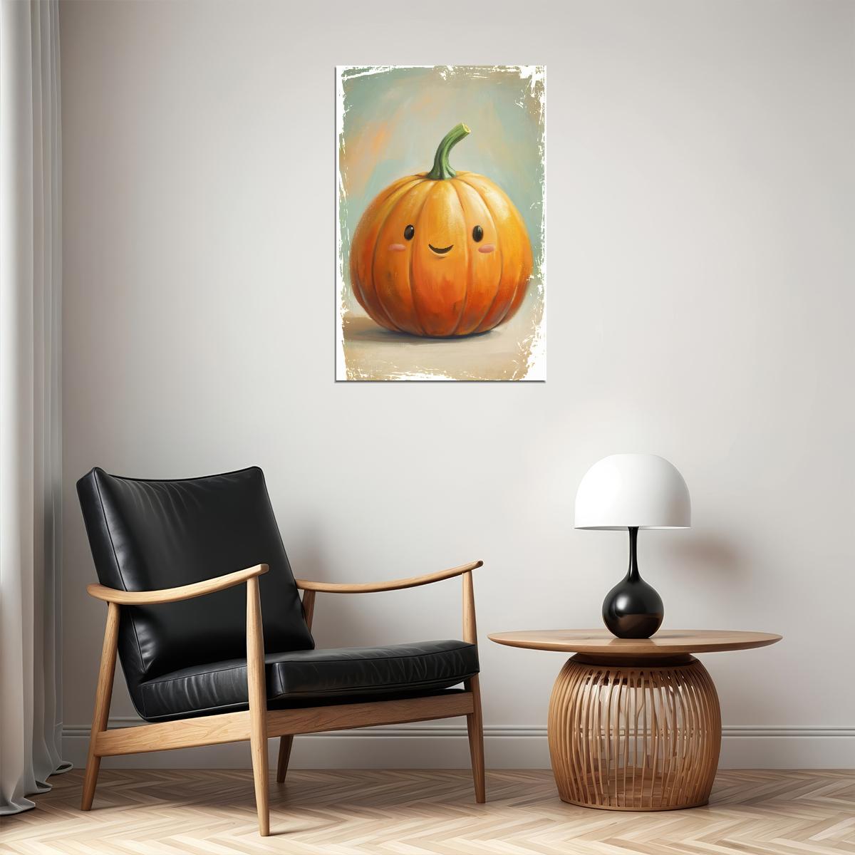 Cute Pumpkin Poster Trendy Fall Print For Kids Room Adorable Fall Wall Art Friendly Harvest Decor - xonomax
